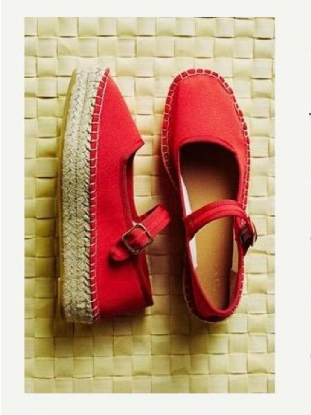 Red Mary Jane Espadrille Platform for Women